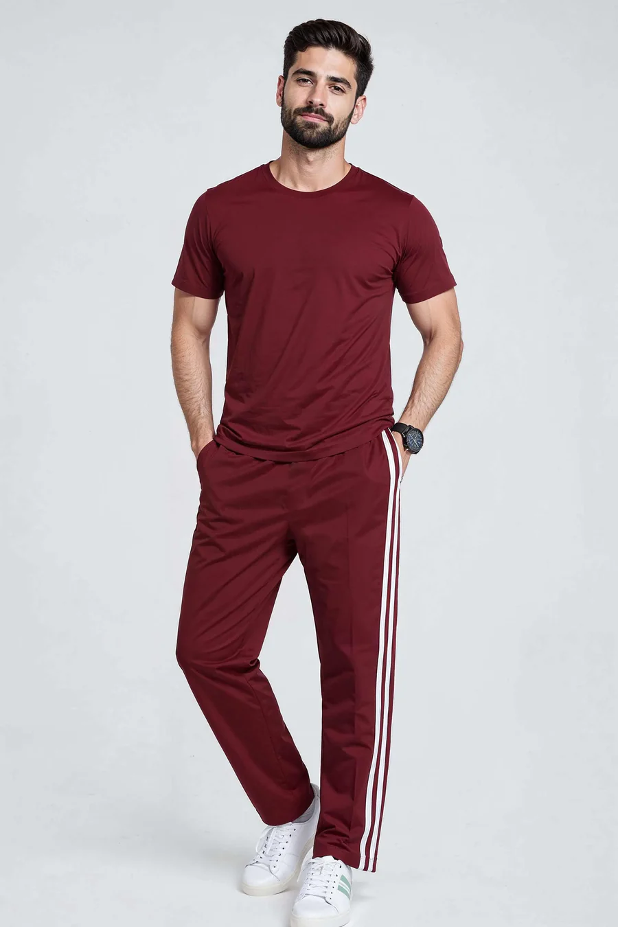 Men's Night Suit (Short Sleeves) Maroon