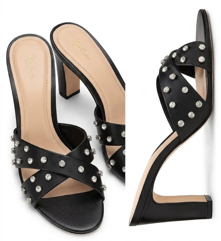 80MM Crystal-Embellished Leather Block-Heel Sandals