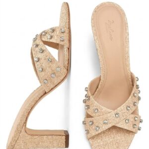 80MM Crystal-Embellished Raffia Block-Heel Sandals