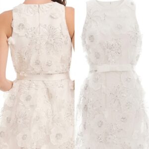 Adeline Sequined Floral-Appliqué Minidress