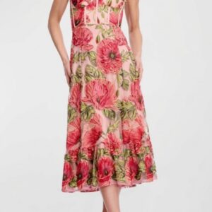 Carina Floral Embroidered Strapless Cocktail Dress