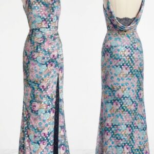 Drae Metallic Draped Gown