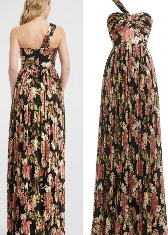 Idalia Floral One-Shoulder Gown