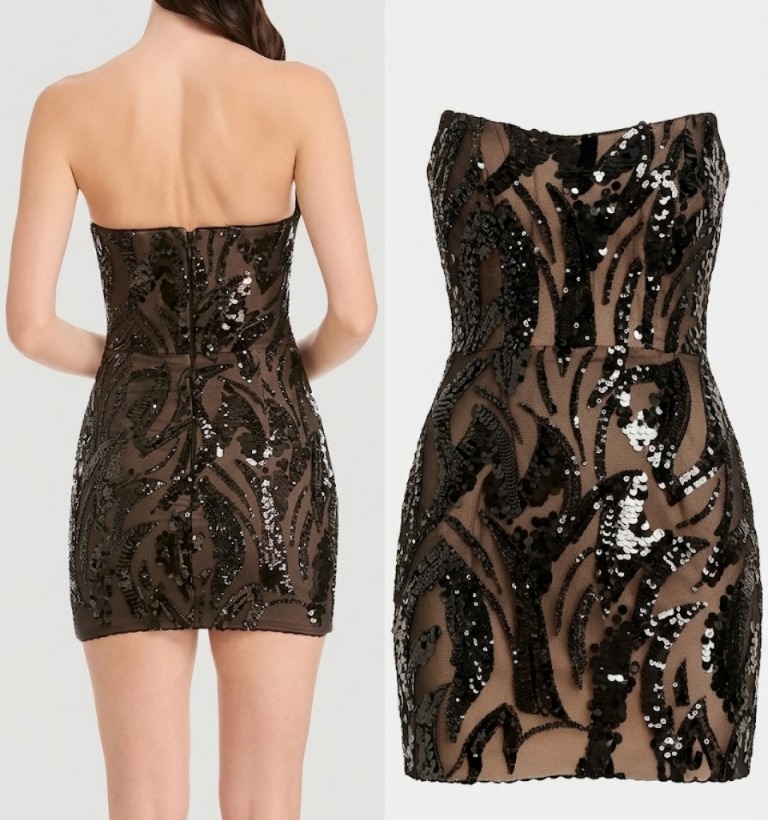 Jen Sequined Strapless Body-Con Minidress