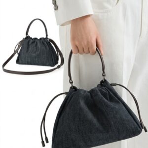 Mellow Small Bucket Bag in Cotton Denim Effect Twill