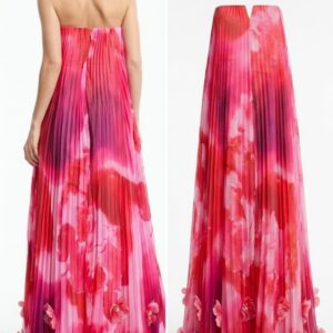 Kelston Plissé Strapless Dress