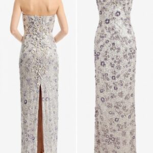 Teresa 3D Flowers Sequin-Embellished Column Gown
